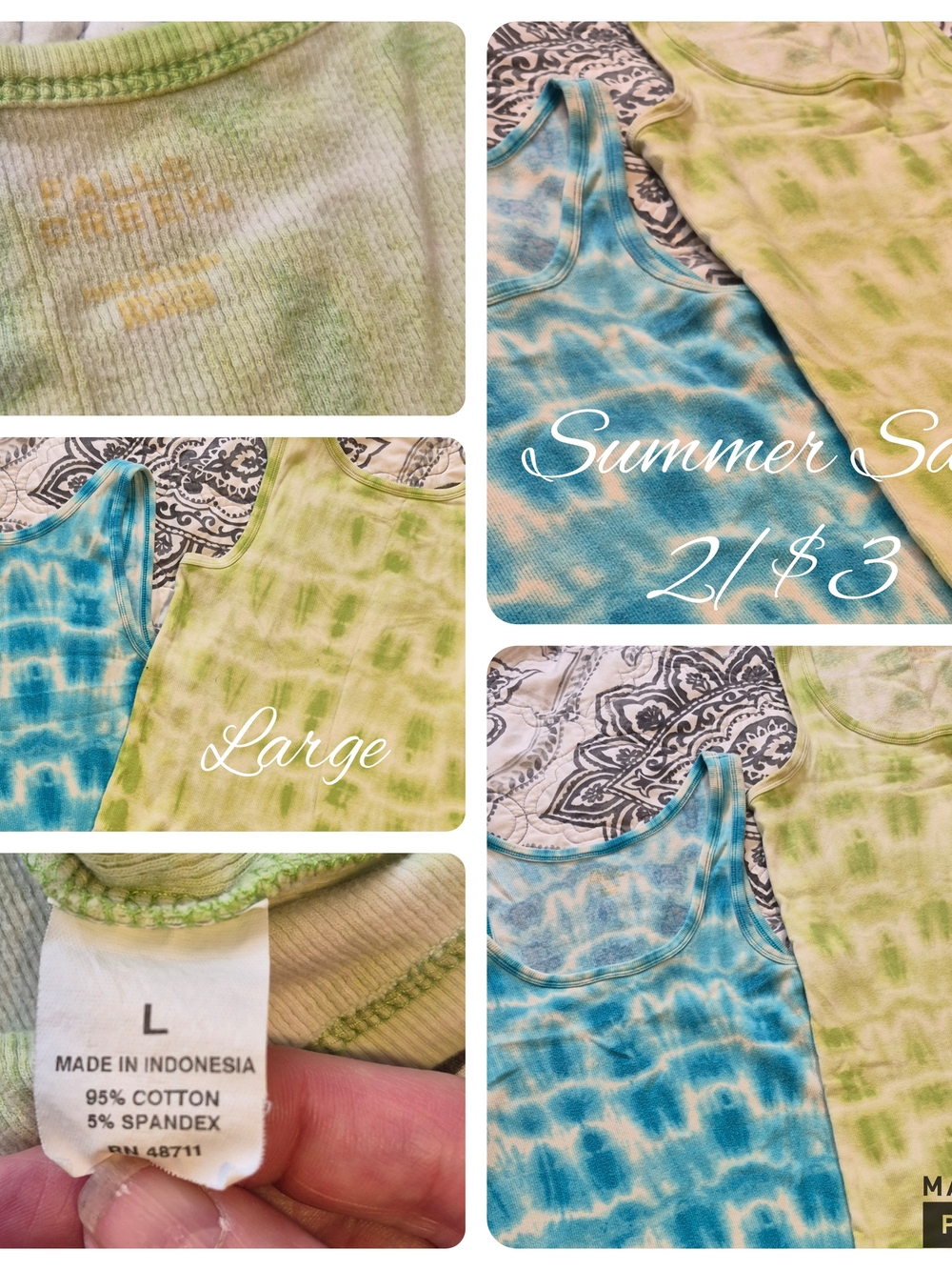 Falls Creek Tie-Dye Tank Top Duo - Blue & Green
